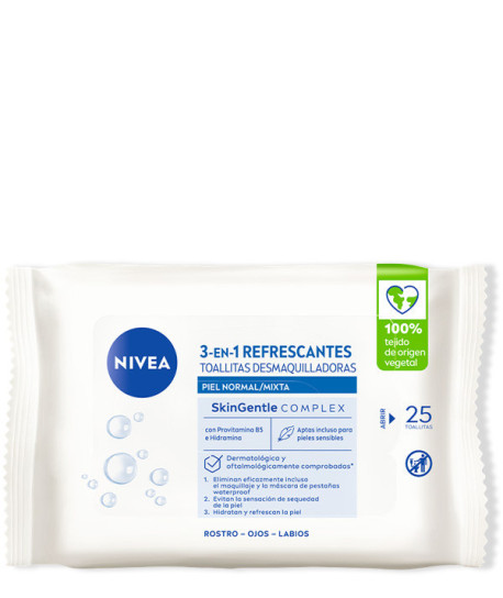 TOALLITAS DESMAQUILLADORAS REFRESCANTES 3 EN 1