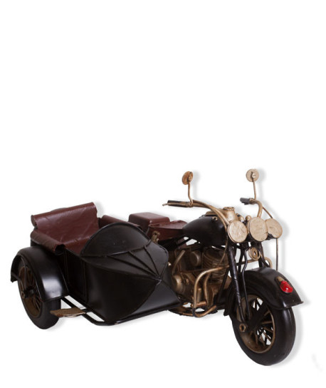 SET VINTAGE MOTO CON SIDECAR NEGRA