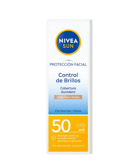 NIVEA SUN PROTECCIÓN FACIAL CONTROL BRILLOS SPF50 COLOR
