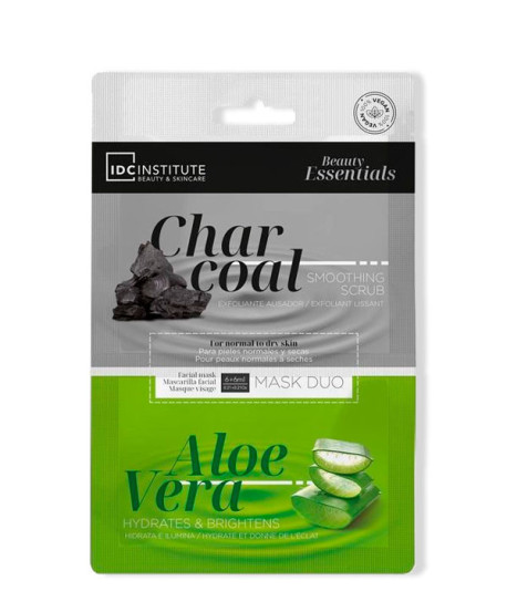 BEAUTY ESSENTIALS MASK DUO CHARCOAL & ALOE VERA