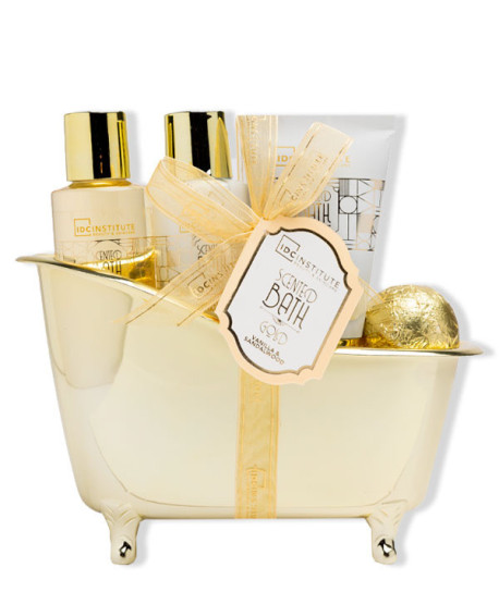 SCENTED BATH GOLD VANILLA AND SANDALWOOD SET 4 PIEZAS