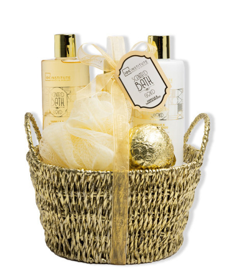 SCENTED BATH GOLD BASKET GIFT SET
