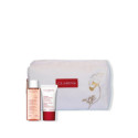 REGALO CLARINS NECESER BLANCO FLOR DORADA 2 MINITALLAS