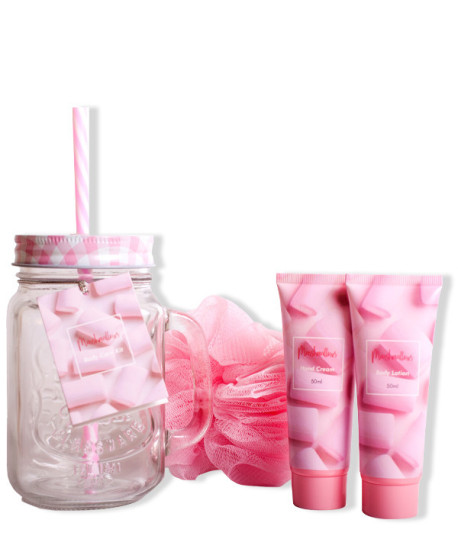 SET DE BAÑO JARRA DE CRISTAL MARSHMALLOWS