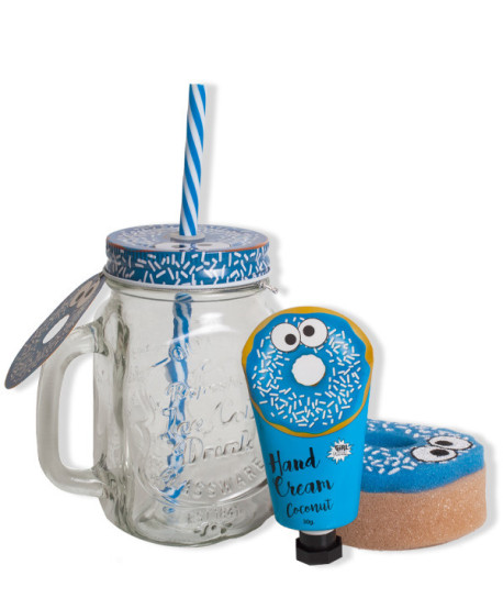 SET DE BAÑO JARRA DE CRISTAL DONUTS DE COCO