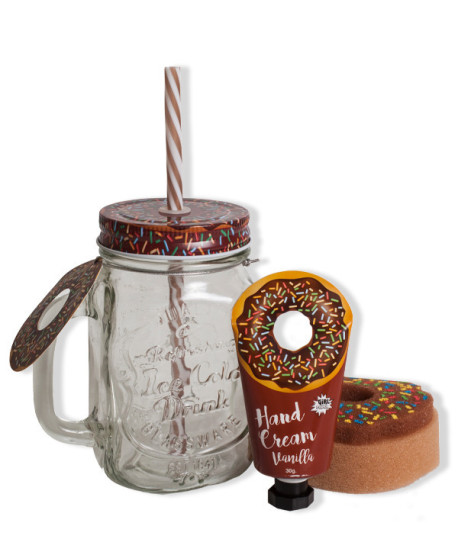 SET DE BAÑO JARRA DE CRISTAL DONUTS DE VAINILLA