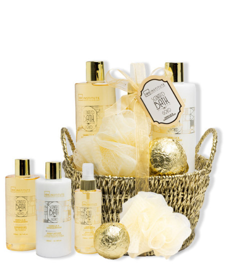 SCENTED BATH GOLD BASKET GIFT SET